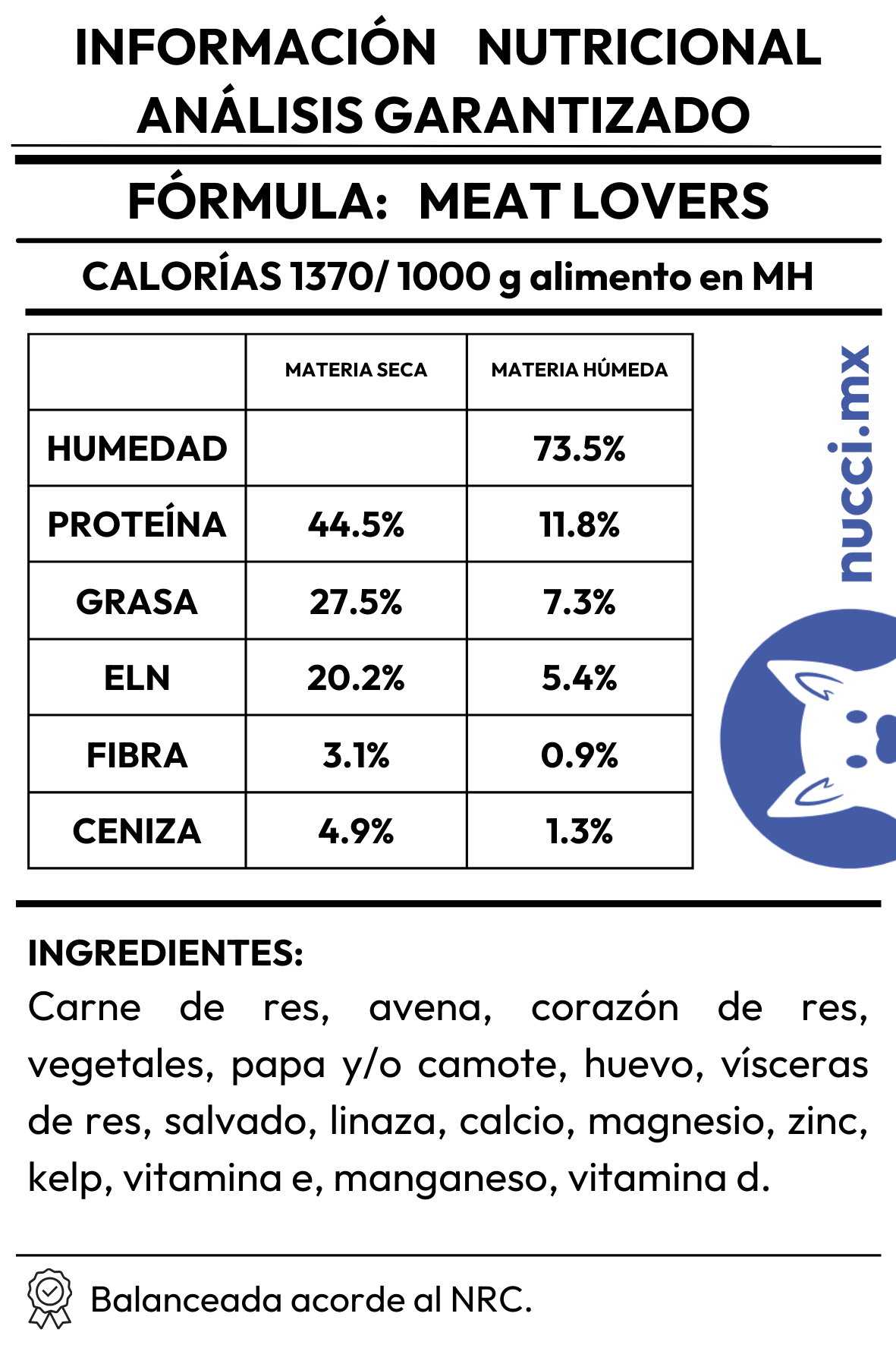 MEAT LOVERS! FÓRMULA DE RES.